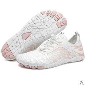 Women's White and Pink Athletic Shoes